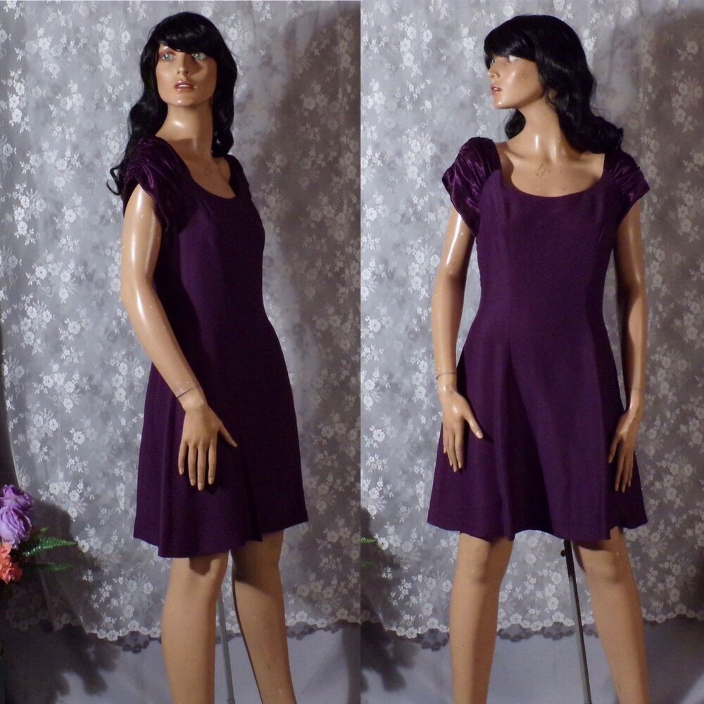 Vintage 90s Purple Cocktail Dress Size Small 1990s Retro Mini Party Homecoming